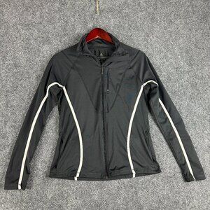 Adidas Track Jacket Womens Small Black Stretch Long Sleeve Full Zip Pocket